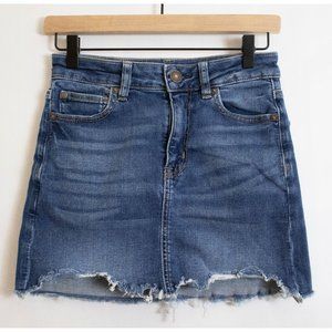 Blue American Eagle Outfitters Raw Edge Next Level Stretch Denim Mini Skirt - 2